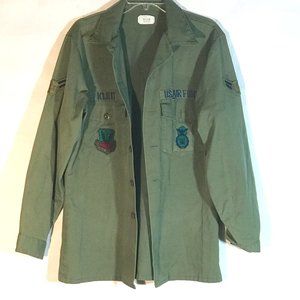 Air Force Military Green Button Up Long Sleeve Shirt